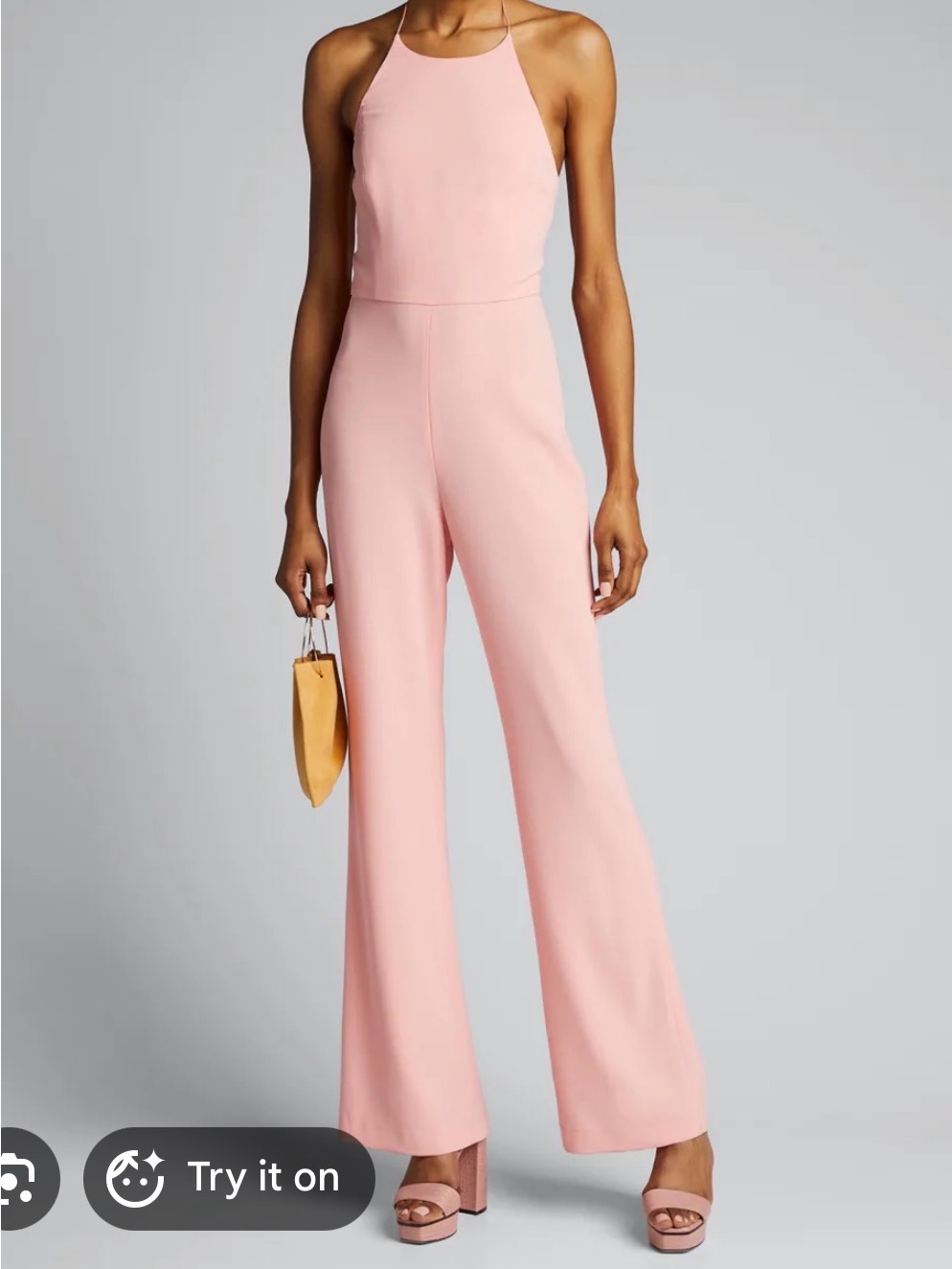 Alice + Olivia Blush Pink Halter Wide-Leg Jumpsuit
